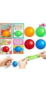 JOYIN 28 Packs Heart Shape Stress Ball with Cards Stress Relief Fidget Toy for Valentine Party Favors, Classroom Prize Supplies, Valentine’s Greeting Cards, Valentine Exchange Gifts