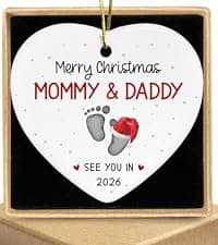 Grandparents Gifts - First Time Grandparents Gifts for Grandma, Grandpa - Baby Pregnancy Announcement Ornament for New Grandma - Grandpa to Be Ornaments 2026 - Ceramic Hanging Ornament