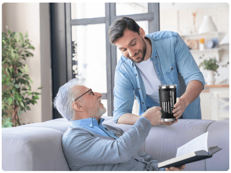 Grandpa Gifts - Grandpa Birthday Gifts from Grandchildren - Fathers Day Gift, Birthday Christmas for Grandfather - Grandfather Gift Ideas from Granddaughter, Grandson - 20 Oz Black Tumbler