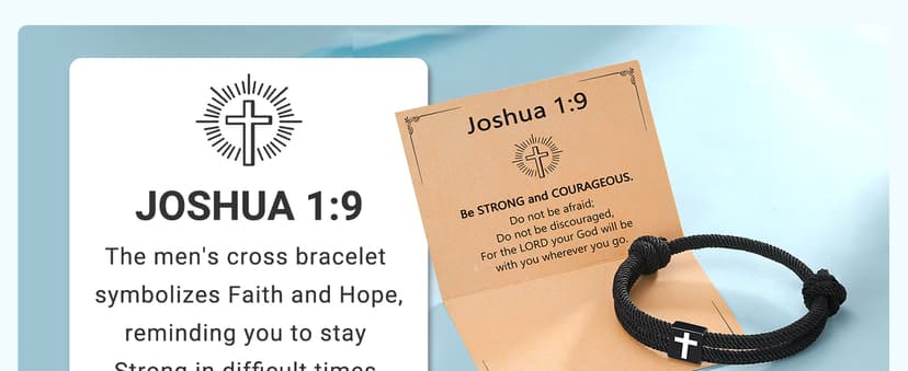 UNGENT THEM Men Adjustable Rope Cross Bracelet - Easter Christmas Christian Baptism Birthday Gifts for Teens