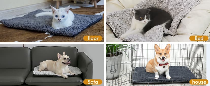 Self Warming Cat Bed Self Heating Cat Dog Mat 24 x 18 inch Extra Warm Thermal Pet Pad for Indoor Outdoor Pets with Removable Cover Non-Slip Bottom Washable Non Electric