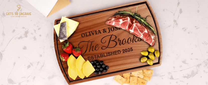 Cutting Board Monogrammed Custom, Engraved Gifts for Couples, Engagement Gifts, Wedding Gift, Bridal Shower Gifts, Personalized Housewarming Gifts, Customized Kitchen Gifts, Family Gifts