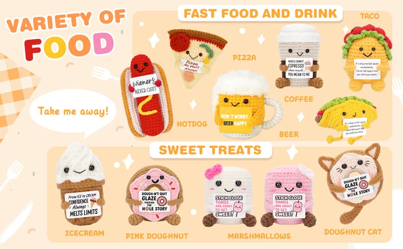 A AIFAMYFunny Positive Coffee, Emotional Crochet Doll, Cute Crochet Potato Partner Toy with Positive Card Cheer Up Funny Gag Gifts for Best Friend Birthday Women Teacher Fall(Beer