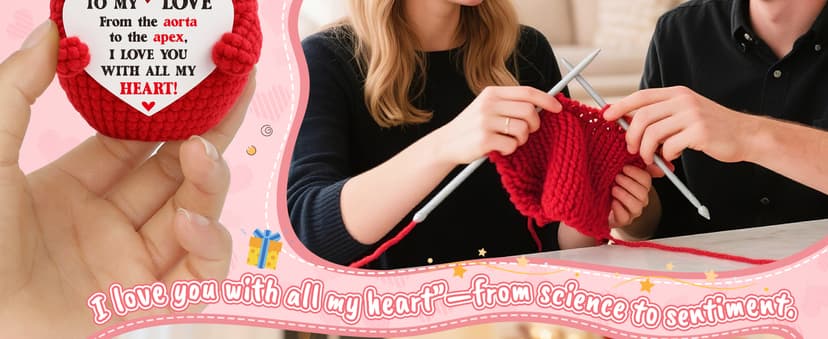 Mini Gifts for Him Her Couple Christmas Valentine’s Day To My Love Handmade Crochet Anatomical Heart Love Gift for Women Boyfriend Girlfriend Husband Wife Anniversary Christmas Valentines Birthday