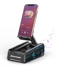 Cell Phone Stand with Wireless Bluetooth Speaker and Anti-Slip Base HD Surround Sound Perfect for Home and Outdoors with Bluetooth Speaker for Desk Compatible with iPhone/ipad/Samsung Galaxy