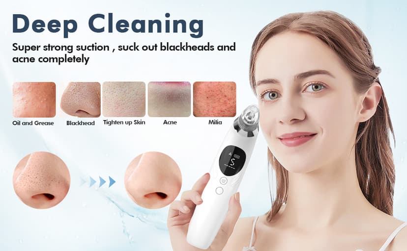 Blackhead Remover Pore Vacuum, Upgraded Black Head Remover for Face, Electric Acne Comedone Whitehead Extractor Tools-5 Suction Power, 5 Probes, USB Rechargeable Pimple Popper Tool Kit