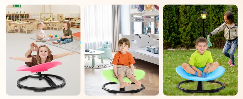 Zhenx Spinning Chair for Autistic Kids (3-18 Years), Sensory Swivel Chair for Teens with ADHD/Autism – 21×19 Inch 220LBS Weight Capacity Seat – Sit and Spin Calming Toy for Body Balance (Blue)