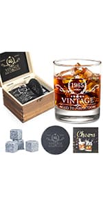 AOZITA 60th Birthday Gifts for Men - 60th Birthday Decorations for Men, Party Supplies - 60th Anniversary, Bday Gifts Ideas for Him, Dad, Husband, Friends - 11oz Whiskey Glass
