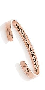 Carviell Engraved Cuff Bracelets for Women – Inspirational, Friendship, Love, Mom, Daughter, Sister, Christian, Graduation, Memorial & Wedding Gifts – 80+ Phrases – Stainless Steel, Gift-Ready