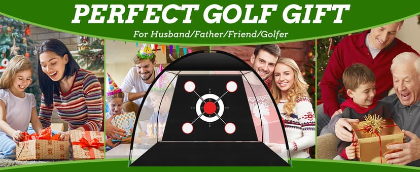 Golf Net 10x7FT with Tri-Turf Mat, Ball, Target & Bag, All-in-One Golf Practice Hitting Net for Backyard Driving, Chipping & Swing, Indoor Outdoor Training Aid, Gift for Men Dad Him Golfer