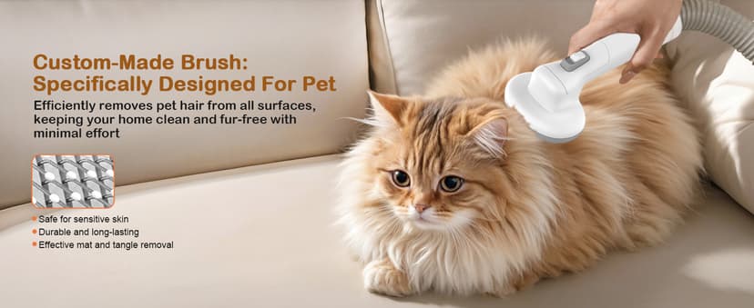 Dog Grooming Vacuum, Dog Grooming Kit with Pet Clipper Nail Grinder, 6 Pet Grooming Tools (Caramel)