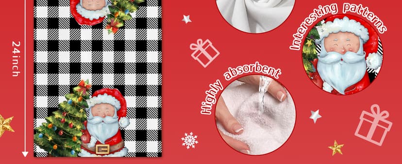 pinatas Christmas Kitchen Towels, Christmas Hand Towels Bathroom, Xmas Kitchen Decor, Black Buffalo Plaid Dish Towel Set of 4, Xmas Housewarming Gifts