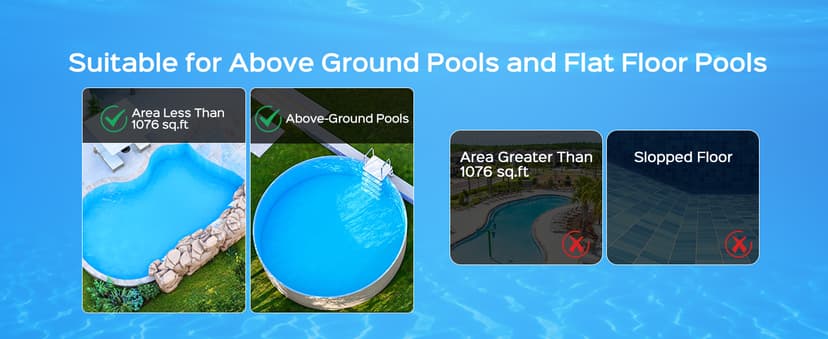 (2025 Upgraded) WYBOT A1 Pool Vacuum for Above Ground Pool, Automatic Cordless Robotic Pool Cleaner with 120 Mins, Double Filters, LED Indicator, 2.5H Charging, Ideal for Plat Pools