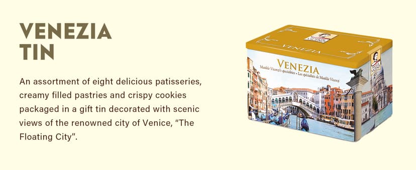 Matilde Vicenzi Roma Cookie Gift Tin - Italian Pastries & Cookies in Individually Wrapped Trays - Bakery Dessert Gifts For Birthdays, Thank You, Get Well and Every Special Occassion - Puff Pastry, Assorted Cookies in Italian Design Gift Tin 32.5oz (920g)
