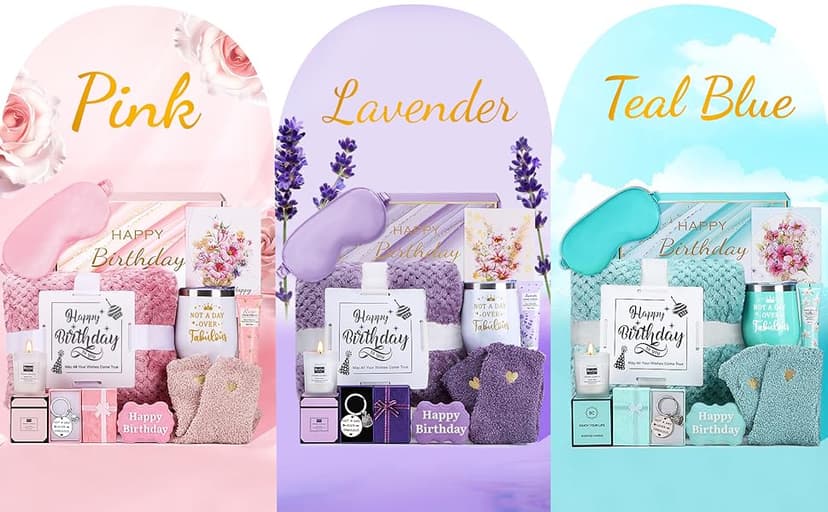 Birthday Gifts for Women, Happy Birthday Gifts for Her, Mom, Sister, Best Friend, Girlfriend, Coworker, Wife Bday Gift Ideas, Unique Relaxing Spa Birthday Gift Basket for Women Care Package w/Blanket