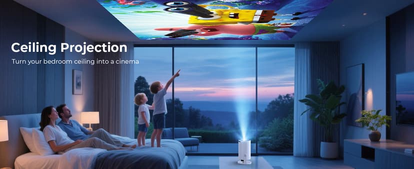 CLOKOWE Mini Projector with WiFi and Bluetooth - Built-in Apps, Smart Portable Projector with 180° Rotation, Auto Keystone, Support 1080P, Compatible with HDMI/USB/TV Stick/Smartphone/Laptop