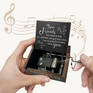 True Friendship Gifts for Women Female You are My Sunshine Wooden Music Box-True Friends are Hard to Find,I am so Grateful in Mine I Have You Keepsake Box for Friends(Black)