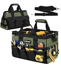 Tool Bag Roll Up, UUP Heavy Duty Portable Soft Tool Storage Organization, Foldable Empty Rollup Organizer with 2 Small Pouches, Rollable Carrying Toolbag, Dad Men Mechanic Welding Birthday Gift, Green