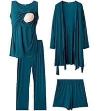 Rnxrbb 3 Piece Postpartum Nursing Pajamas Set Casual Soft Maternity Breastfeeding Pjs Sleepwear Loungewear Clothes Layer