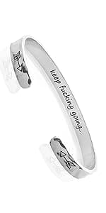 Carviell Engraved Cuff Bracelets for Women – Inspirational, Friendship, Love, Mom, Daughter, Sister, Christian, Graduation, Memorial & Wedding Gifts – 80+ Phrases – Stainless Steel, Gift-Ready