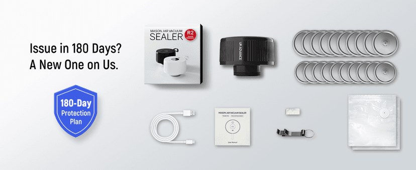 Upgraded 3-in-1 Electric Mason Jar Vacuum Sealer Kit for Jars, Bags, Food Savers & Containers | Auto-Stop Jar Sealer with 4-Hours Battery Life & One-Handed Operation for Dry Foods, Jams & Leftovers