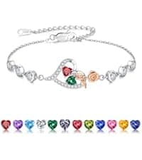 Iefil Christmas Gifts for Wife Women - 925 Sterling Silver Double Birthstone Necklace, Anniversary Birthday Gifts for Women, Jewelry Gift for Wife Girlfriend Mom Her