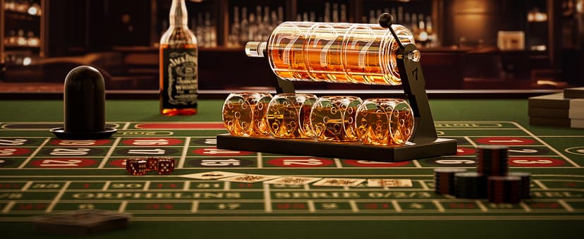 Kollea Slot Whiskey Decanter Set for Men, 50.7 Oz Casino Style Whiskey Decanter with 4 Dice Glasses, Birthday Gifts for Men Dad, Him, Boyfriend, Guy, Liquor Dispenser for Anniversary, Bar Christmas