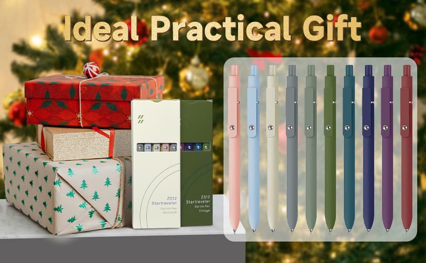 Gel Pens, 5 Pcs 0.5mm Black Ink Pens Fine Point Smooth Writing Pens, High-End Series Pens for Journaling Note Taking, Cute Office School Supplies Gifts for Women Men (Morandi)