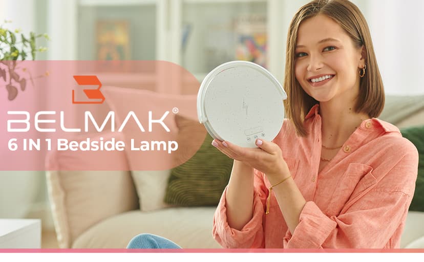 Bedside Lamp with Wireless Charger, 6 in 1 Touch Bedside Lamp, Portable Bluetooth Speaker, Birthday Gifts for Women, Gift for Her, Mom, Dad, Mens Gifts for Birthday Unique