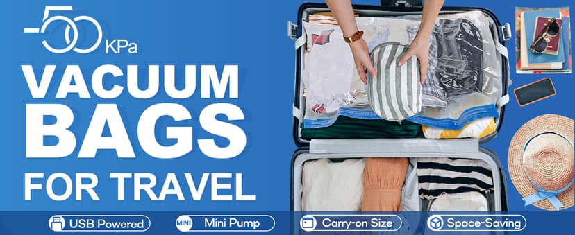 VMstr 12 Pack Travel Vacuum Storage Bags with USB Electric Pump, Compression Bags for Travel, Space Saver for Clothes and Clothing