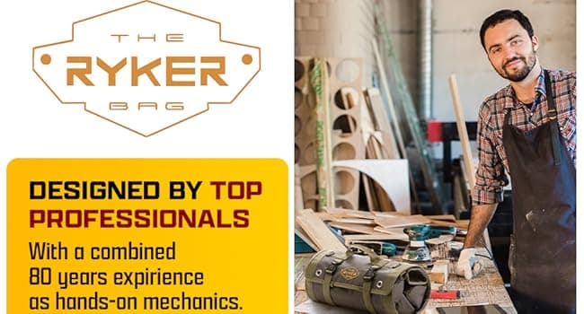 The Ryker Roll Up Tool Bag Organizer Gifts for Dad. Heavy Duty Motorcycle Tool Roll Bag Organizer. Portable Rollup Toolbag w/Detachable Pouches - Tools Bags Mens gifts for him - Mechanic & Electrician