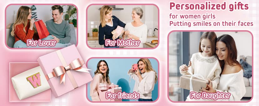 TOPEAST Gifts for Friends Female Mom, Cute Makeup Bag Small Pink Cosmetic Bag Travel Toiletry Bag, Personalized Birthday Gift for Women Girl, Preppy Travel Stuff for Girls (Pink C)