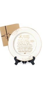 25th Anniversary Plate with Platinum Foil - Silver 25 Year Marriage Anniversary Wedding Gifts for Couple Her Him Husband Wife, 9"