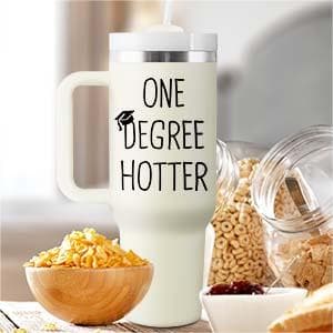 Graduation Gifts for Her, Him - 40 oz Insulated Tumbler - 2025 Funny College, Masters Degree, Phd Graduation Gifts for Women Men - One Degree Hotter - Stainless Steel Travel Cup with Lid & Straw 40 oz