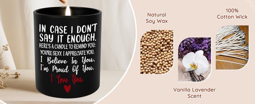 TEEZWONDER Anniversary Wedding Gifts for Women Men - Long Lasting Vanilla Lavender Candle 10 Oz - Birthday Romantic Gifts for Him Her, Girlfriend Boyfriend Birthday Gift Ideas, Gift for Husband Wife