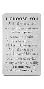 TANWIH I Choose You Wallet Card for Him, Wedding Gifts for Groom from Bride, Fiance Gifts for Him, To My Husband On Our Wedding Day, I Love You Card for Men, Engagement, Valentines Day