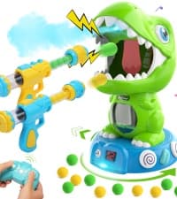 EagleStone Dinosaur Shooting Toys for Boys 5 6 7 8 9 Years Old, Electronic Kids Target Games w/ Air Pump Gun, LCD Score Record, Sound, 24 Foam Balls, Birthday Party Favor,Christmas Gifts for Toddlers