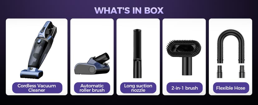 Pet Hair Handheld Vacuum Cordless: 20000PA High Power Car Vacuum with Motorized Brush and LED Light, Rechargeable Hand Held Vacuum Cleaner with Reusable Filter for Car, Home, Office & Pet, Blue