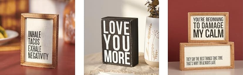 Primitives by Kathy 27218 Pinstripe Trimmed Box Sign, Grandpas, Wood, Small, black/white