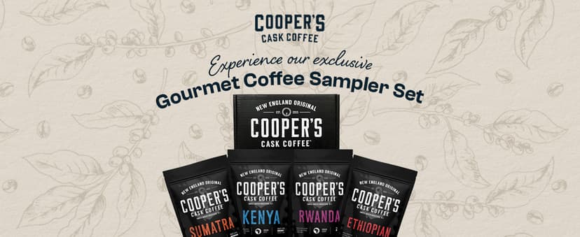 Gourmet Coffee Sampler Gift Box Set, Roasted Coffee Ground, Sumatra Dark, Kenya AA Medium-Dark, Rwanda Medium, Natural Ethiopian Light, Ground, 4 Bags, 16 oz Total
