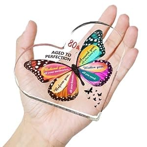 80th Birthday Gifts for Women Her, Acrylic Heart Sign Birthday Decorations Presents, 80 Year Old Bday Gifts for Mom, Aunt, Grandma, Sister, Best Friends, Wife, Her