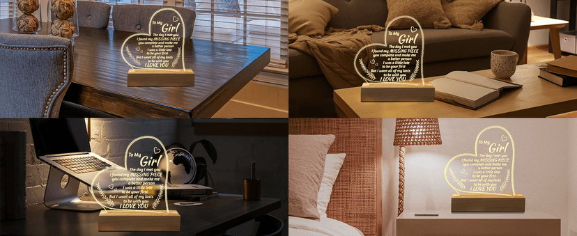 Romantic Gifts for Girlfriend, to My Girlfriend Engraved Night Light, I Love You Gifts for Her, Cute Girlfriends Anniversary Birthday Gifts for Her from Boyfriends