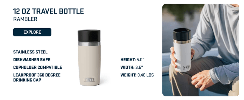 YETI Rambler 20 oz Stainless Steel Vacuum Insulated Tumbler w/MagSlider Lid