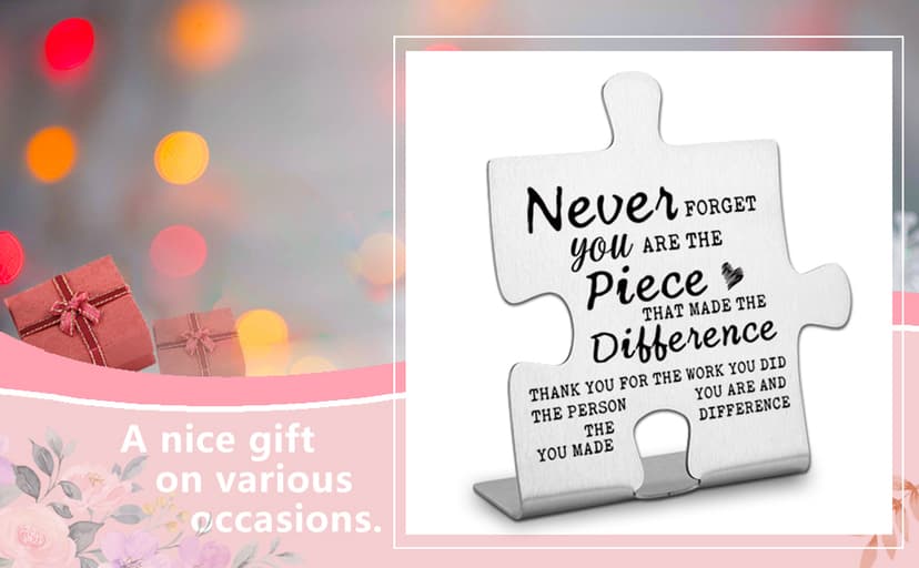 Thank you Appreciation gifts for Mentor Teacher Nurse, Going Away Gift Retirement Gift for Coworker Boss, Never forget you are the Piece that Made the Difference, Funny Office Desk Decor
