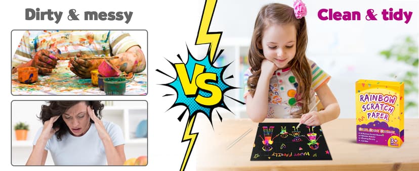 FUNNYB&G Rainbow Scratch Paper Art for Kids - 60 Pcs Magic Rainbow Scratch Paper Off Set Scratch Easter Crafts Arts Supplies Kits Pads Sheets for Party Games Halloween Christmas Birthday Gifts