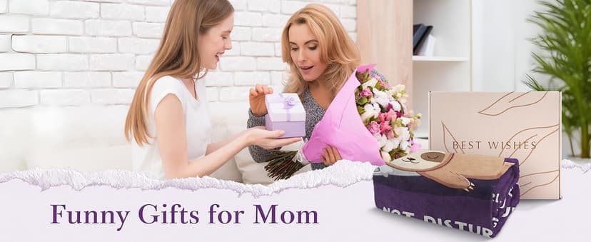 Funny Gifts for Mom Christmas, Mom is Charging Sloth Blanket, Birthday Gifts for Moms from Daguther Son, Moms Gift for Mothers Day, Soft Sloth Throws Blanket for Mother 60" x 50"