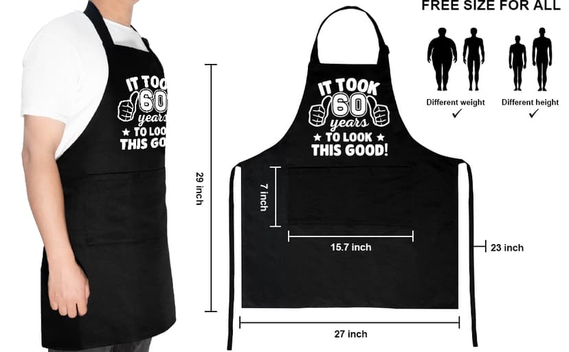 30th 40th 50th 60th 65th 70th 75th Birthday Gifts for Men, Chef Aprons for Men with 3 Pockets