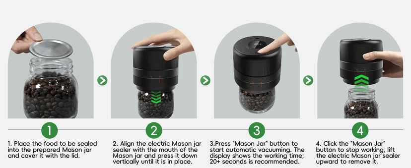 Mason Jar Vacuum Sealer Kit, Electric Sealer for Wide, Regular Mouth Mason Jars, Portable Vacuum Sealer for Jars, Birthday Gifts for Her, Gifts for Mom, Grandma