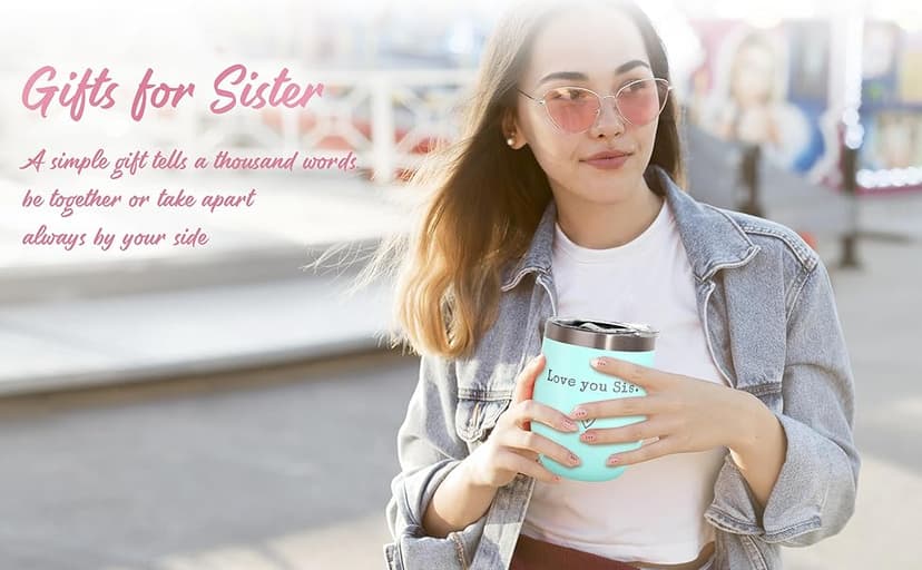 Sisters Gifts from Sister - Love You Sis - Sisters Birthday Gift - Christmas Graduation Birthday Gift for Sister, 12oz Tumbler with Straw(Mint)