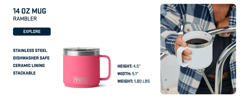 YETI Rambler 20 oz Stainless Steel Vacuum Insulated Tumbler w/MagSlider Lid